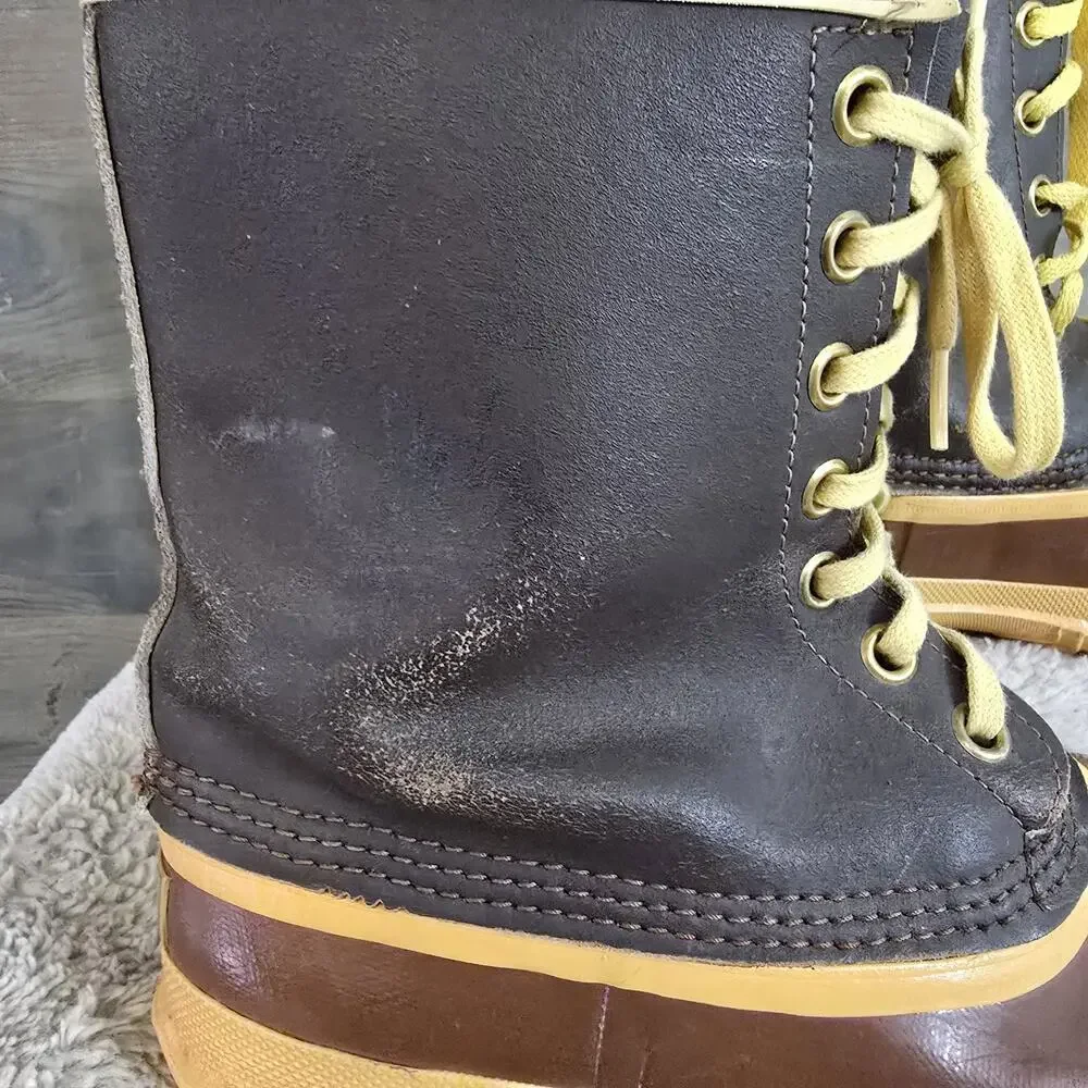 Sorel Caribou Pac Boots Men's Size 9 Brown Leather Waterproof Made in Canada